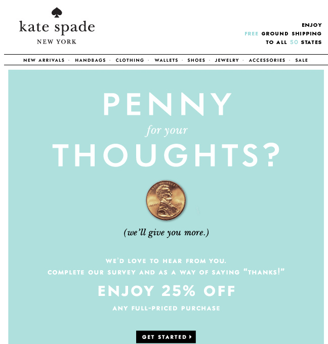 Kate Spade Survey Email