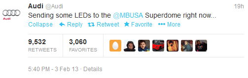Audi Super Bowl Tweet Audi Super Bowl Tweet