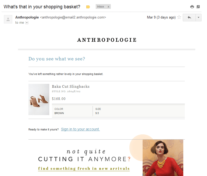 Anthropologie Email Shopping Basket Anthropologie Email Shopping Basket