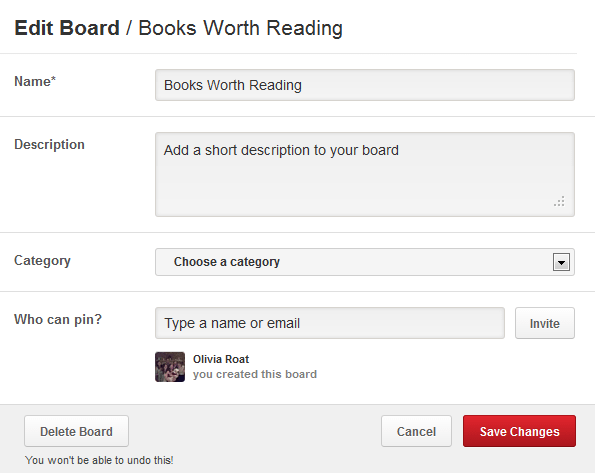 Pinterest Edit Board Pinterest Edit Board