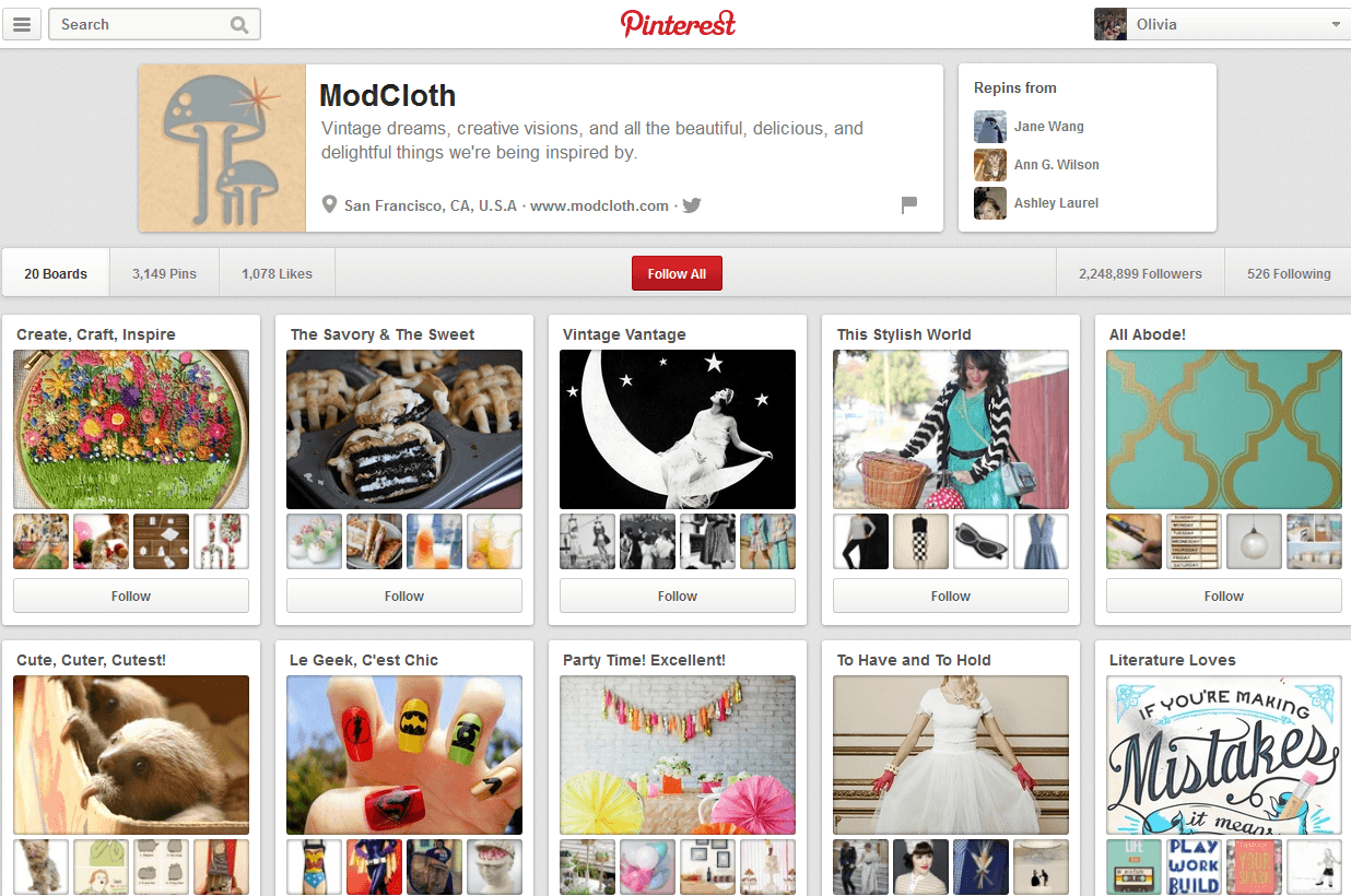 ModCloth Pinterest ModCloth Pinterest