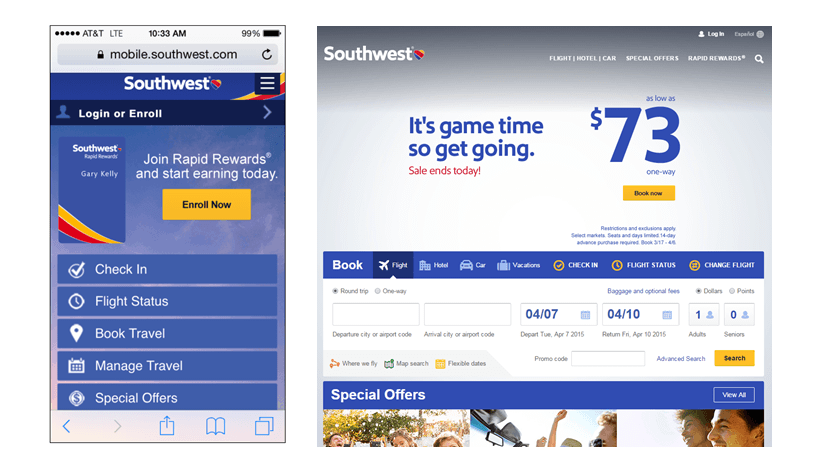 Southwest Airlines Mobile Site Southwest Airlines