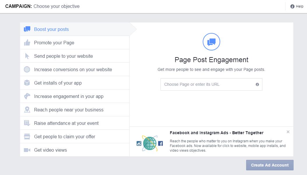 Post Boosting Through Ads Manager Facebook Ad Boosted Post Campaign Objective