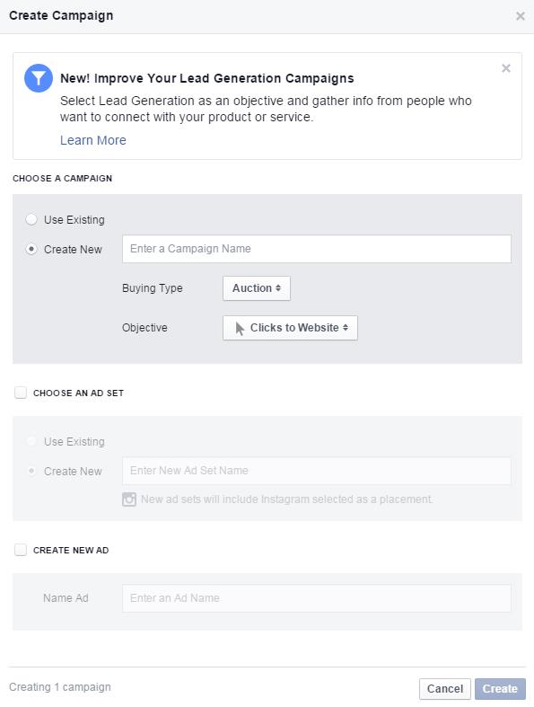 Power Editor: Create a Campaign Section Power Editor Facebook Ad Create Campaign