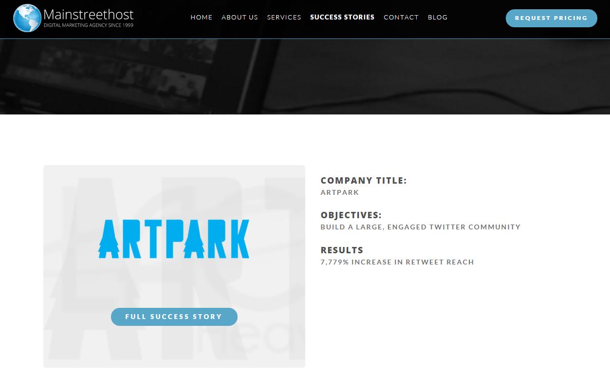 Mainstreethost Success Stories - Example Landing Page Mainstreethost Success Stories