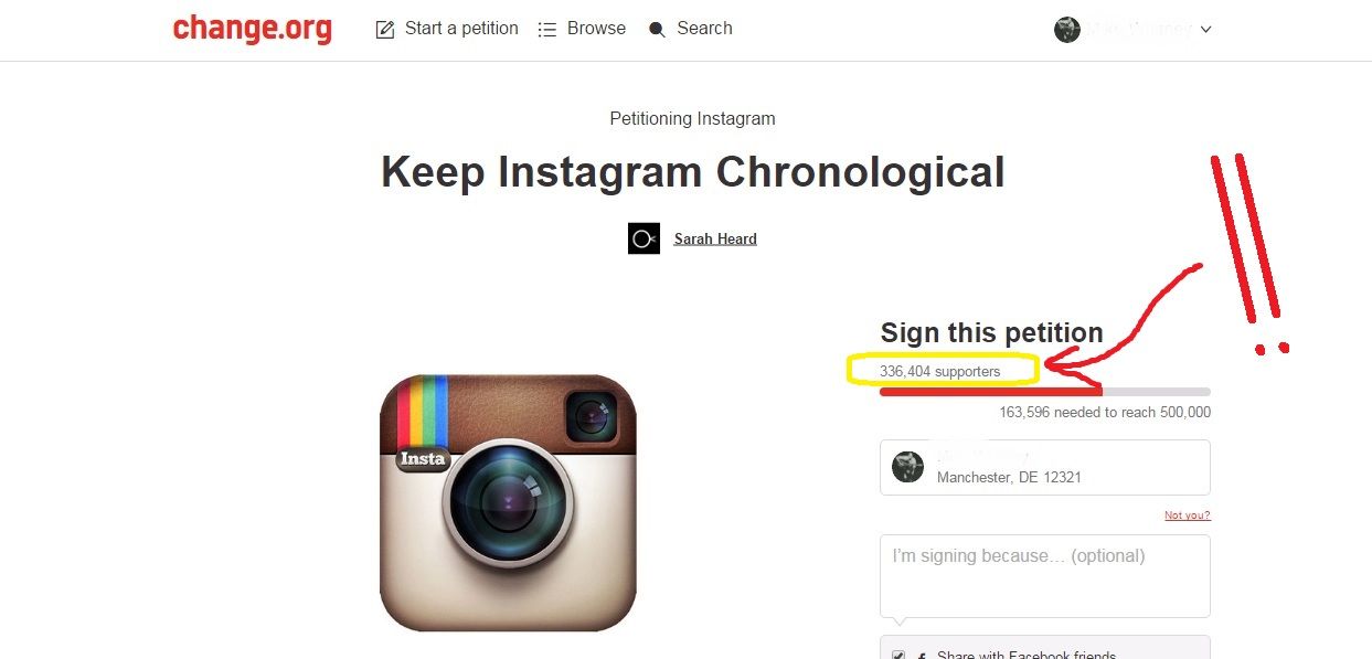 Instagram Social Media Algorithms Petition