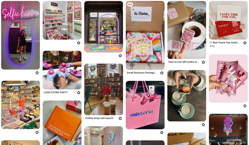 Pins on Mainstreethost's User-Generated Content Inspo Pinterest Board featuring design ideas to help small business owners get creative and encourage UGC.