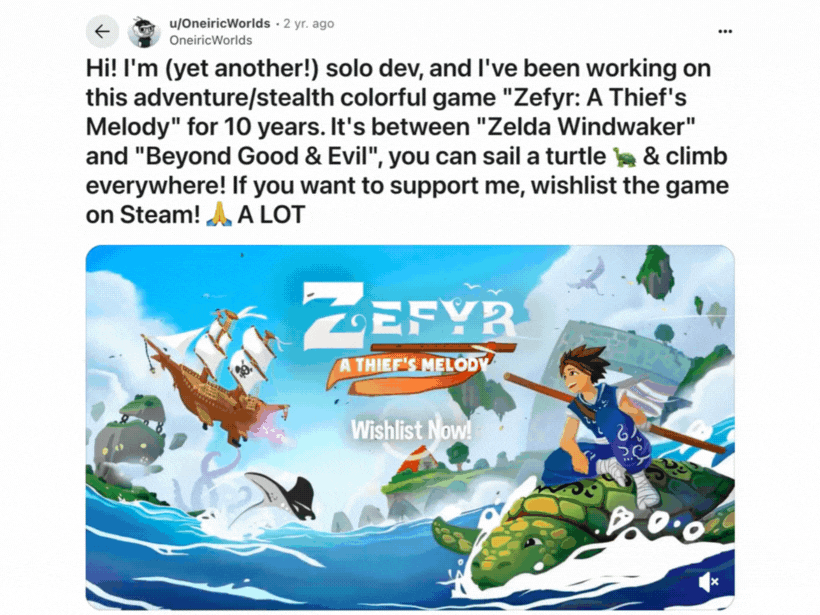 A Video ad for a video game titled "Zefyr: A Thief's Melody".